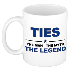 Bellatio Naam cadeau Ties - The man, The myth the legend koffie mok / beker 300 ml - naam/namen mokken - Cadeau voor o.a verjaardag/ vaderdag/ pensioen/ geslaagd/ bedankt