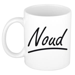 Bellatio Noud naam cadeau mok / beker met sierlijke letters - Cadeau collega/ vaderdag/ verjaardag of persoonlijke voornaam mok werknemers