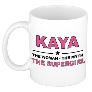 Bellatio Naam cadeau Kaya - The woman, The myth the supergirl koffie mok / beker 300 ml - naam/namen mokken - Cadeau voor o.a verjaardag/ moederdag/ pensioen/ geslaagd/ bedankt