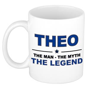 Bellatio Naam cadeau Theo - The man, The myth the legend koffie mok / beker 300 ml - naam/namen mokken - Cadeau voor o.a verjaardag/ vaderdag/ pensioen/ geslaagd/ bedankt