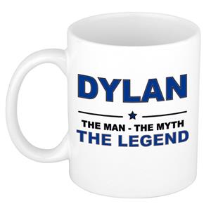 Bellatio Naam cadeau Dylan - The man, The myth the legend koffie mok / beker 300 ml - naam/namen mokken - Cadeau voor o.a verjaardag/ vaderdag/ pensioen/ geslaagd/ bedankt