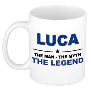 Bellatio Naam cadeau Luca - The man, The myth the legend koffie mok / beker 300 ml - naam/namen mokken - Cadeau voor o.a verjaardag/ vaderdag/ pensioen/ geslaagd/ bedankt