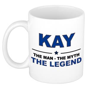 Bellatio Naam cadeau Kay - The man, The myth the legend koffie mok / beker 300 ml - naam/namen mokken - Cadeau voor o.a verjaardag/ vaderdag/ pensioen/ geslaagd/ bedankt