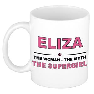 Bellatio Naam cadeau Eliza - The woman, The myth the supergirl koffie mok / beker 300 ml - naam/namen mokken - Cadeau voor o.a verjaardag/ moederdag/ pensioen/ geslaagd/ bedankt