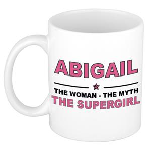 Bellatio Naam cadeau Abigail - The woman, The myth the supergirl koffie mok / beker 300 ml - naam/namen mokken - Cadeau voor o.a verjaardag/ moederdag/ pensioen/ geslaagd/ bedankt