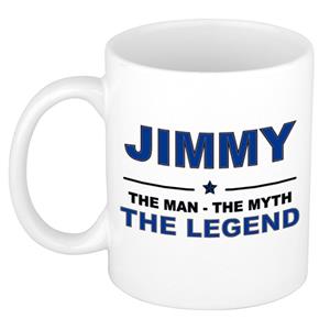 Bellatio Naam cadeau Jimmy - The man, The myth the legend koffie mok / beker 300 ml - naam/namen mokken - Cadeau voor o.a verjaardag/ vaderdag/ pensioen/ geslaagd/ bedankt