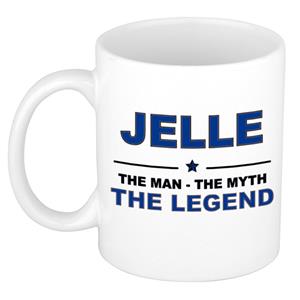 Bellatio Naam cadeau Jelle - The man, The myth the legend koffie mok / beker 300 ml - naam/namen mokken - Cadeau voor o.a verjaardag/ vaderdag/ pensioen/ geslaagd/ bedankt