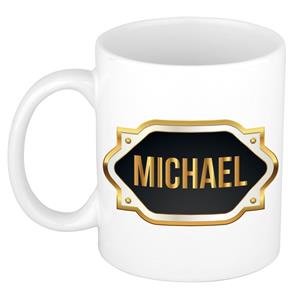 Bellatio Michael naam cadeau mok / beker met gouden embleem - kado verjaardag/ vaderdag/ pensioen/ geslaagd/ bedankt