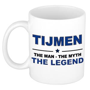 Bellatio Naam cadeau Tijmen - The man, The myth the legend koffie mok / beker 300 ml - naam/namen mokken - Cadeau voor o.a verjaardag/ vaderdag/ pensioen/ geslaagd/ bedankt