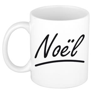 Bellatio Noel naam cadeau mok / beker met sierlijke letters - Cadeau collega/ vaderdag/ verjaardag of persoonlijke voornaam mok werknemers