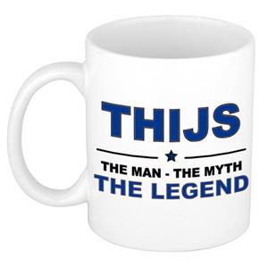 Bellatio Naam cadeau Thijs - The man, The myth the legend koffie mok / beker 300 ml - naam/namen mokken - Cadeau voor o.a verjaardag/ vaderdag/ pensioen/ geslaagd/ bedankt