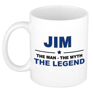 Bellatio Naam cadeau Jim - The man, The myth the legend koffie mok / beker 300 ml - naam/namen mokken - Cadeau voor o.a verjaardag/ vaderdag/ pensioen/ geslaagd/ bedankt