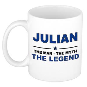 Bellatio Naam cadeau Julian - The man, The myth the legend koffie mok / beker 300 ml - naam/namen mokken - Cadeau voor o.a verjaardag/ vaderdag/ pensioen/ geslaagd/ bedankt