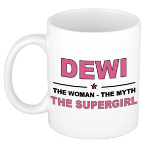 Bellatio Naam cadeau Dewi - The woman, The myth the supergirl koffie mok / beker 300 ml - naam/namen mokken - Cadeau voor o.a verjaardag/ moederdag/ pensioen/ geslaagd/ bedankt