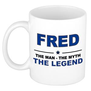 Bellatio Naam cadeau Fred - The man, The myth the legend koffie mok / beker 300 ml - naam/namen mokken - Cadeau voor o.a verjaardag/ vaderdag/ pensioen/ geslaagd/ bedankt