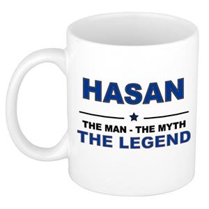 Bellatio Naam cadeau Hasan - The man, The myth the legend koffie mok / beker 300 ml - naam/namen mokken - Cadeau voor o.a verjaardag/ vaderdag/ pensioen/ geslaagd/ bedankt