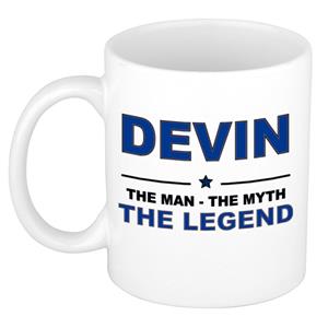 Bellatio Naam cadeau Devin - The man, The myth the legend koffie mok / beker 300 ml - naam/namen mokken - Cadeau voor o.a verjaardag/ vaderdag/ pensioen/ geslaagd/ bedankt