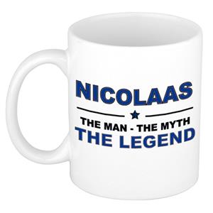 Bellatio Naam cadeau Nicolaas - The man, The myth the legend koffie mok / beker 300 ml - naam/namen mokken - Cadeau voor o.a verjaardag/ vaderdag/ pensioen/ geslaagd/ bedankt