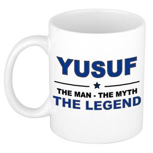 Bellatio Naam cadeau Yusuf - The man, The myth the legend koffie mok / beker 300 ml - naam/namen mokken - Cadeau voor o.a verjaardag/ vaderdag/ pensioen/ geslaagd/ bedankt