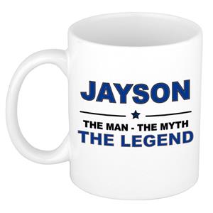 Bellatio Naam cadeau Jayson - The man, The myth the legend koffie mok / beker 300 ml - naam/namen mokken - Cadeau voor o.a verjaardag/ vaderdag/ pensioen/ geslaagd/ bedankt