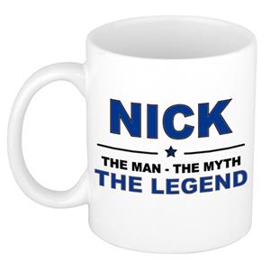 Bellatio Naam cadeau Nick - The man, The myth the legend koffie mok / beker 300 ml - naam/namen mokken - Cadeau voor o.a verjaardag/ vaderdag/ pensioen/ geslaagd/ bedankt