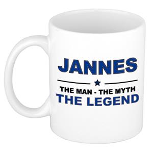 Bellatio Naam cadeau Jannes - The man, The myth the legend koffie mok / beker 300 ml - naam/namen mokken - Cadeau voor o.a verjaardag/ vaderdag/ pensioen/ geslaagd/ bedankt