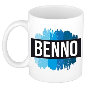 Bellatio Benno naam cadeau mok / beker met verfstrepen - Cadeau collega/ vaderdag/ verjaardag of als persoonlijke mok werknemers