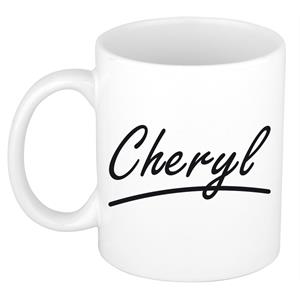 Bellatio Cheryl naam cadeau mok / beker sierlijke letters - Cadeau collega/ moederdag/ verjaardag of persoonlijke voornaam mok werknemers