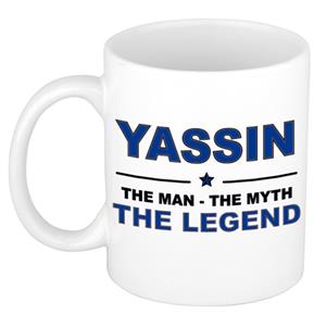 Bellatio Naam cadeau Yassin - The man, The myth the legend koffie mok / beker 300 ml - naam/namen mokken - Cadeau voor o.a verjaardag/ vaderdag/ pensioen/ geslaagd/ bedankt