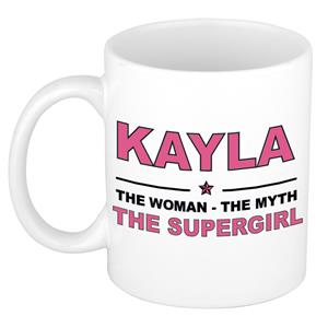 Bellatio Naam cadeau Kayla - The woman, The myth the supergirl koffie mok / beker 300 ml - naam/namen mokken - Cadeau voor o.a verjaardag/ moederdag/ pensioen/ geslaagd/ bedankt