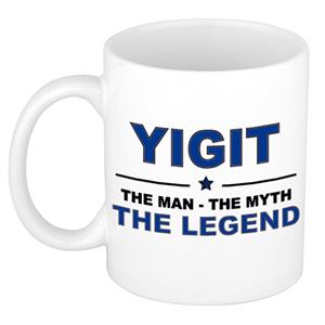 Bellatio Naam cadeau Yigit - The man, The myth the legend koffie mok / beker 300 ml - naam/namen mokken - Cadeau voor o.a verjaardag/ vaderdag/ pensioen/ geslaagd/ bedankt