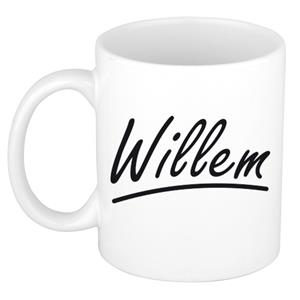 Bellatio Willem naam cadeau mok / beker met sierlijke letters - Cadeau collega/ vaderdag/ verjaardag of persoonlijke voornaam mok werknemers