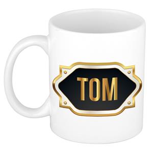 Bellatio Tom naam cadeau mok / beker met gouden embleem - kado verjaardag/ vaderdag/ pensioen/ geslaagd/ bedankt