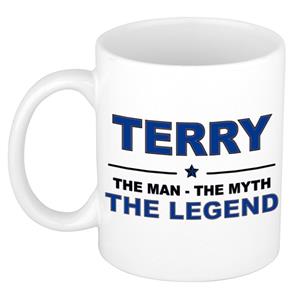 Bellatio Naam cadeau Terry - The man, The myth the legend koffie mok / beker 300 ml - naam/namen mokken - Cadeau voor o.a verjaardag/ vaderdag/ pensioen/ geslaagd/ bedankt