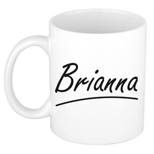 Bellatio Brianna naam cadeau mok / beker sierlijke letters - Cadeau collega/ moederdag/ verjaardag of persoonlijke voornaam mok werknemers