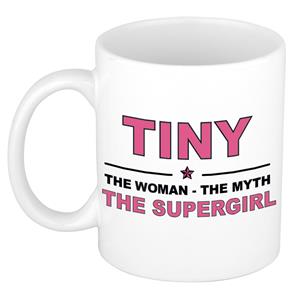 Bellatio Naam cadeau Tiny - The woman, The myth the supergirl koffie mok / beker 300 ml - naam/namen mokken - Cadeau voor o.a verjaardag/ moederdag/ pensioen/ geslaagd/ bedankt