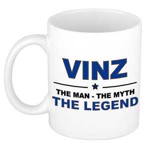 Bellatio Naam cadeau Vinz - The man, The myth the legend koffie mok / beker 300 ml - naam/namen mokken - Cadeau voor o.a verjaardag/ vaderdag/ pensioen/ geslaagd/ bedankt