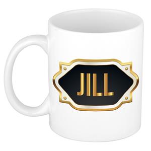 Bellatio Jill naam cadeau mok / beker met gouden embleem - kado verjaardag/ moeder/ pensioen/ geslaagd/ bedankt