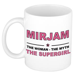 Bellatio Naam cadeau Mirjam - The woman, The myth the supergirl koffie mok / beker 300 ml - naam/namen mokken - Cadeau voor o.a verjaardag/ moederdag/ pensioen/ geslaagd/ bedankt