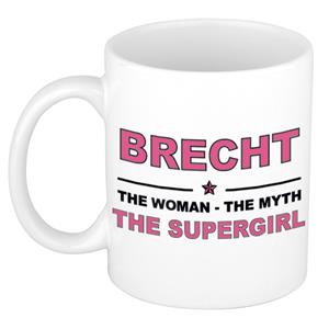 Bellatio Naam cadeau Brecht - The woman, The myth the supergirl koffie mok / beker 300 ml - naam/namen mokken - Cadeau voor o.a verjaardag/ moederdag/ pensioen/ geslaagd/ bedankt