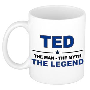 Bellatio Naam cadeau Ted - The man, The myth the legend koffie mok / beker 300 ml - naam/namen mokken - Cadeau voor o.a verjaardag/ vaderdag/ pensioen/ geslaagd/ bedankt