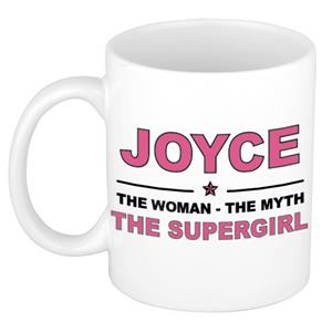 Bellatio Naam cadeau Joyce - The woman, The myth the supergirl koffie mok / beker 300 ml - naam/namen mokken - Cadeau voor o.a verjaardag/ moederdag/ pensioen/ geslaagd/ bedankt