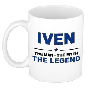 Bellatio Naam cadeau Iven - The man, The myth the legend koffie mok / beker 300 ml - naam/namen mokken - Cadeau voor o.a verjaardag/ vaderdag/ pensioen/ geslaagd/ bedankt