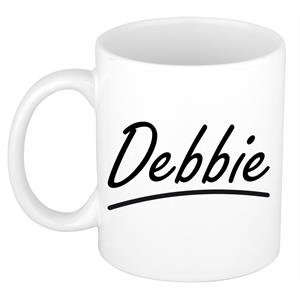 Bellatio Debbie naam cadeau mok / beker sierlijke letters - Cadeau collega/ moederdag/ verjaardag of persoonlijke voornaam mok werknemers