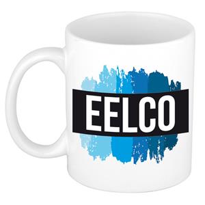 Bellatio Eelco naam cadeau mok / beker met verfstrepen - Cadeau collega/ vaderdag/ verjaardag of als persoonlijke mok werknemers
