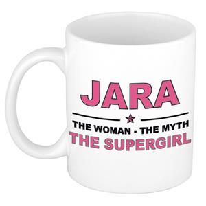 Bellatio Naam cadeau Jara - The woman, The myth the supergirl koffie mok / beker 300 ml - naam/namen mokken - Cadeau voor o.a verjaardag/ moederdag/ pensioen/ geslaagd/ bedankt