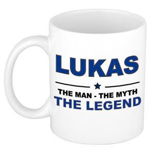 Bellatio Naam cadeau Lukas - The man, The myth the legend koffie mok / beker 300 ml - naam/namen mokken - Cadeau voor o.a verjaardag/ vaderdag/ pensioen/ geslaagd/ bedankt