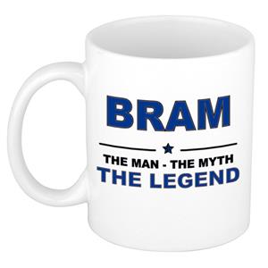 Bellatio Naam cadeau Bram - The man, The myth the legend koffie mok / beker 300 ml - naam/namen mokken - Cadeau voor o.a verjaardag/ vaderdag/ pensioen/ geslaagd/ bedankt