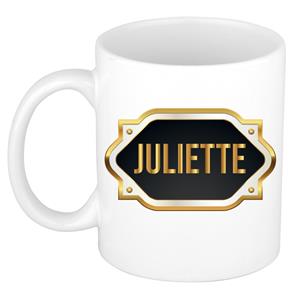 Bellatio Juliette naam cadeau mok / beker met gouden embleem - kado verjaardag/ moeder/ pensioen/ geslaagd/ bedankt