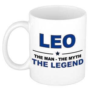 Bellatio Naam cadeau Leo - The man, The myth the legend koffie mok / beker 300 ml - naam/namen mokken - Cadeau voor o.a verjaardag/ vaderdag/ pensioen/ geslaagd/ bedankt